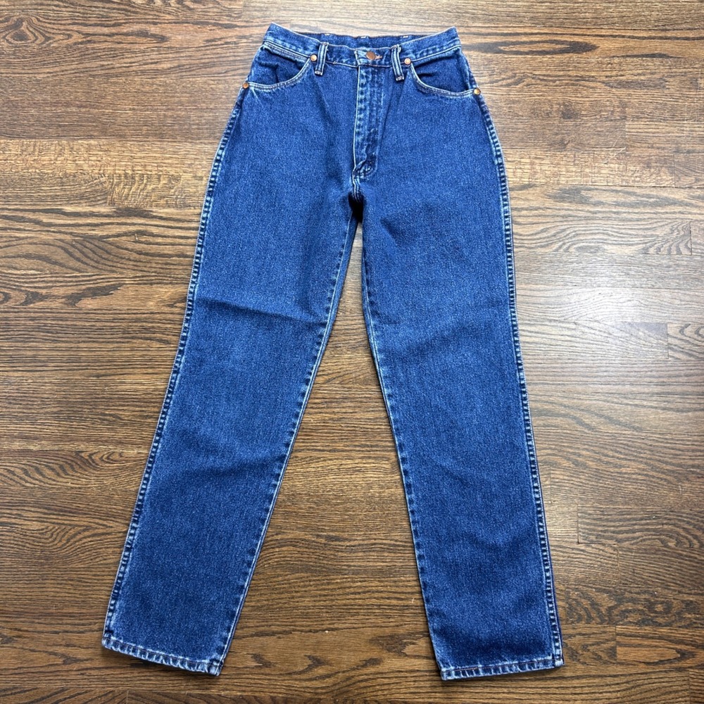 Wrangler 12NBPC R High Waisted Straight Leg Jeans Blue USA Made 7/8 x 30